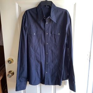 True Religion Black & Silver Pearl Snap Button Front Western Shirt